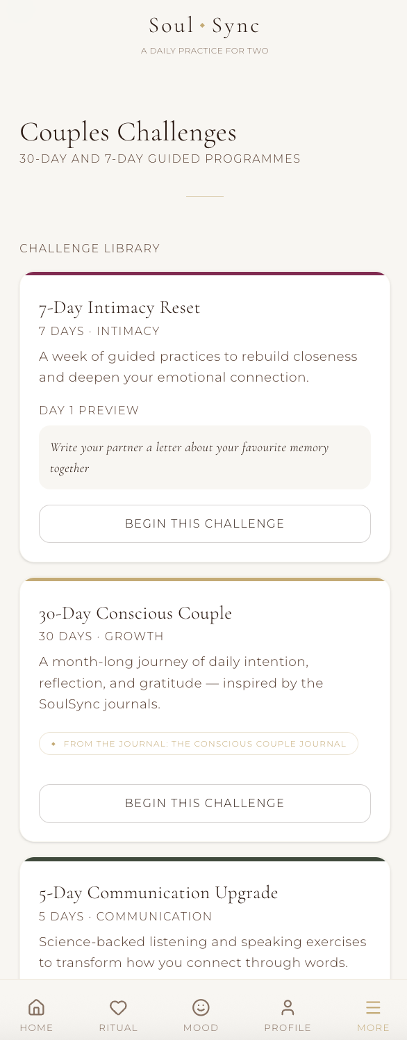 Couples challenges and guided programmes